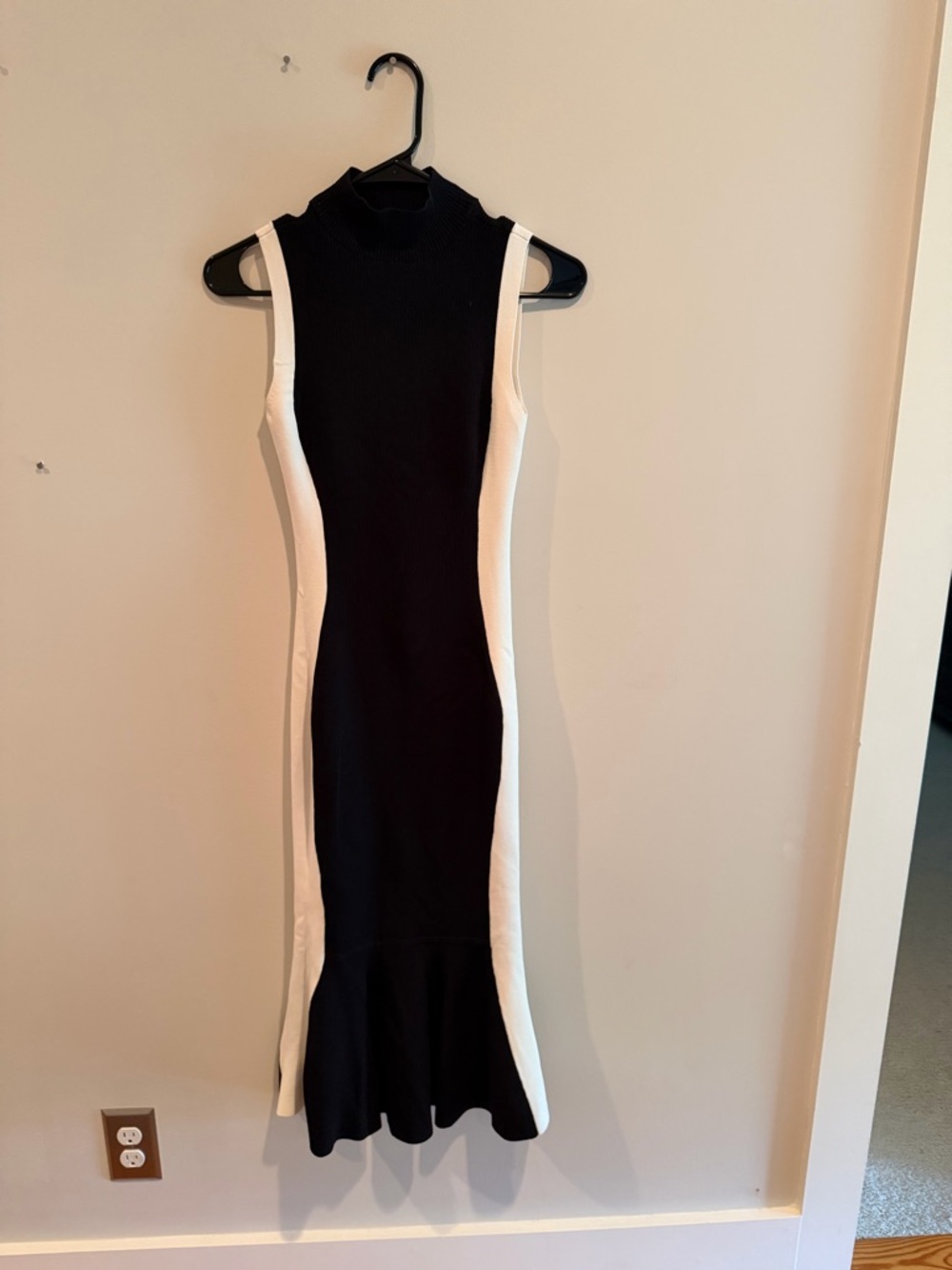 Kendall & Kylie Black Midi Dress with White Side Panels